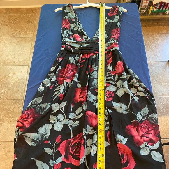 Lulus Floral Black High-Low Wrap Maxi Dress Sz XS brw - Picture 5 of 9